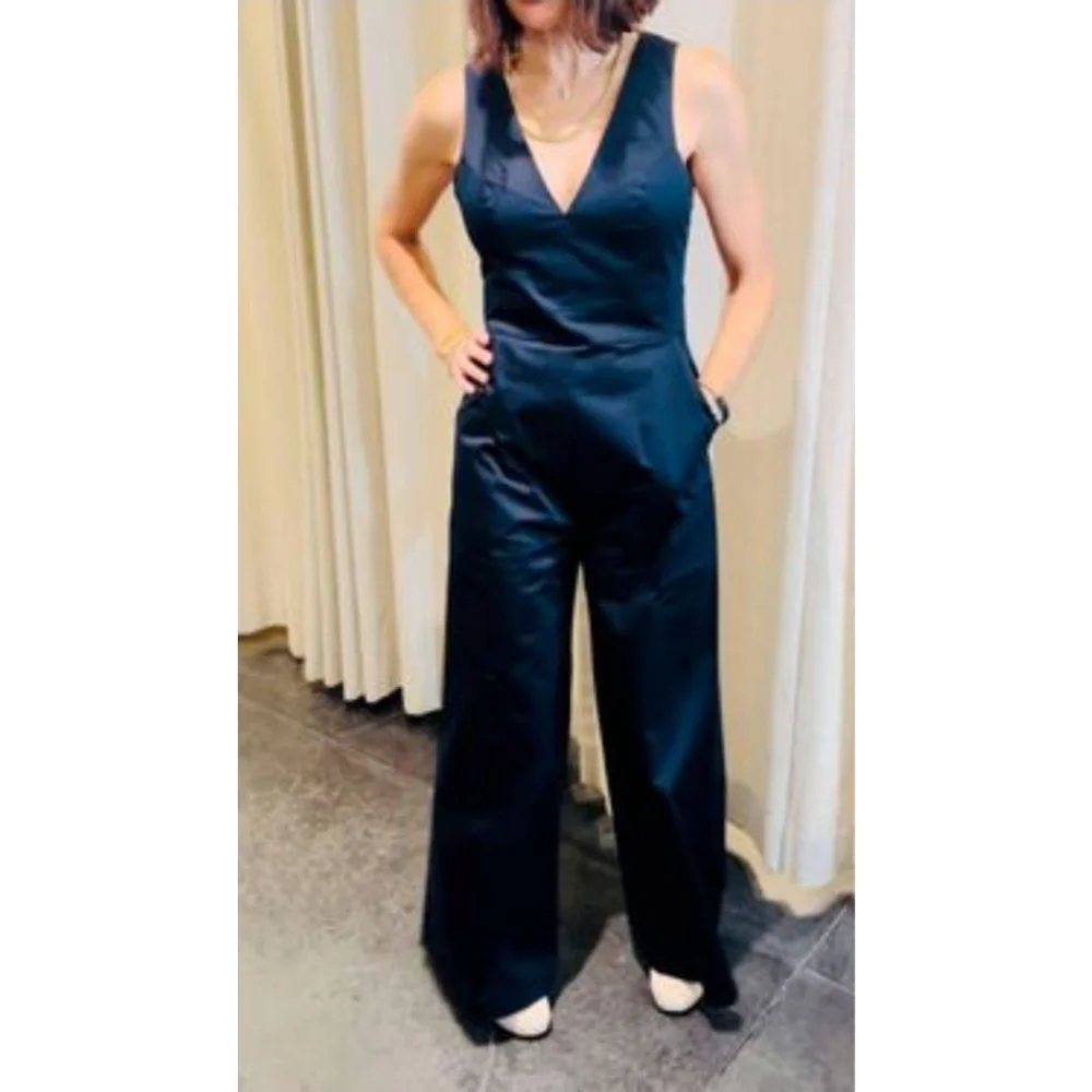 Other Stories Black Satin Jumpsuit Size 2
